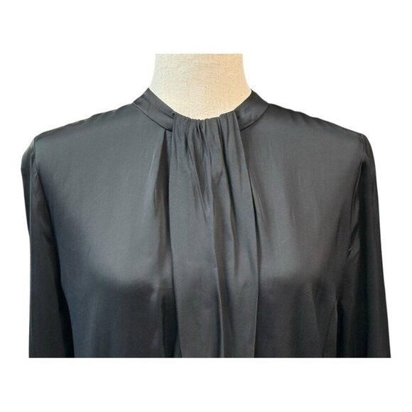 J Crew Womens Satin Drape Top~Size 4~Black Classic Long Sleeve Formal Blouse New - Picture 4 of 12